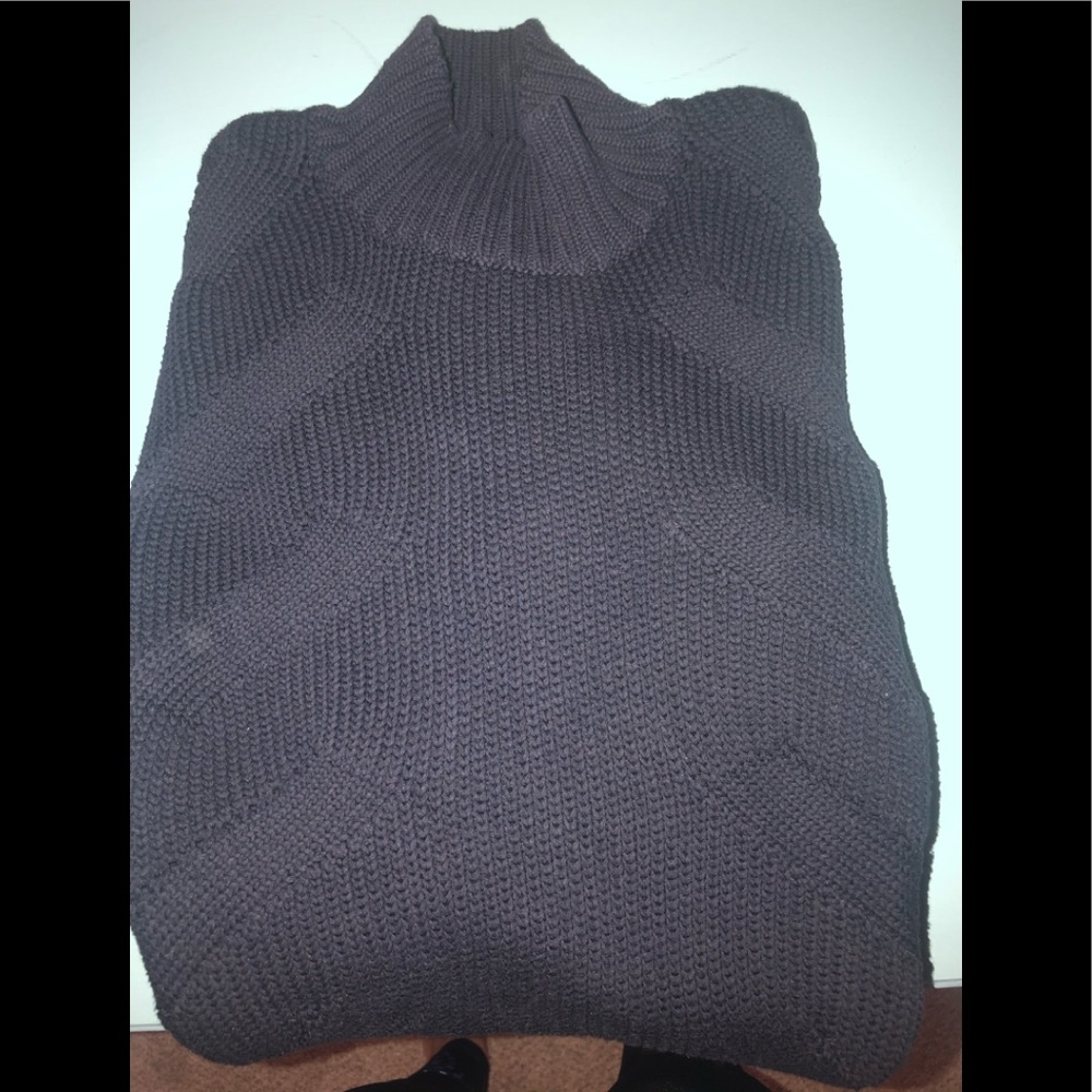 Ann Taylor cable mock sweater, navy blue, size M
